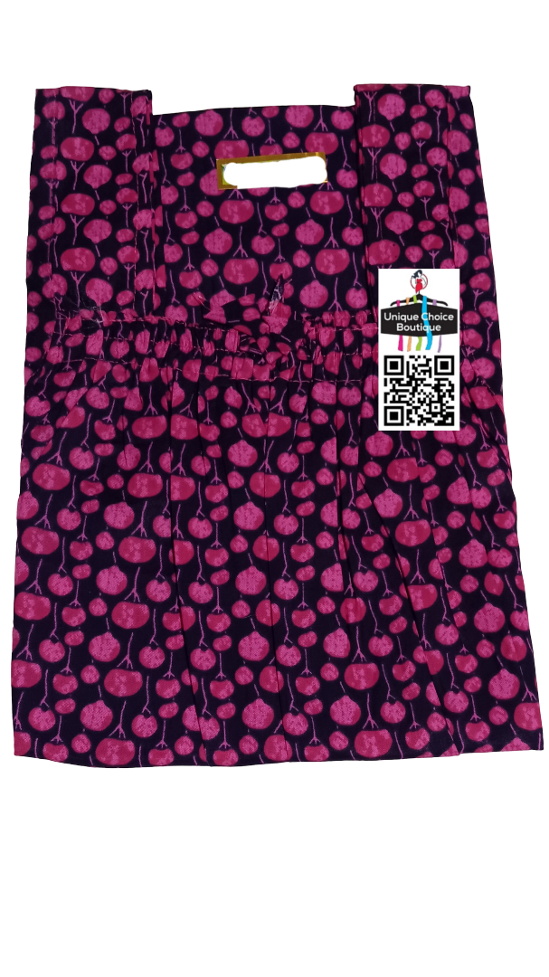 Elastic Neck Pure Cotton Nighty, No zip Nighty, Free Size/XXL Size, Black with Pink Print