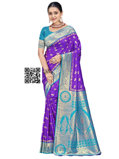 Budget Friendly Banarasi Silk Saree-Violet