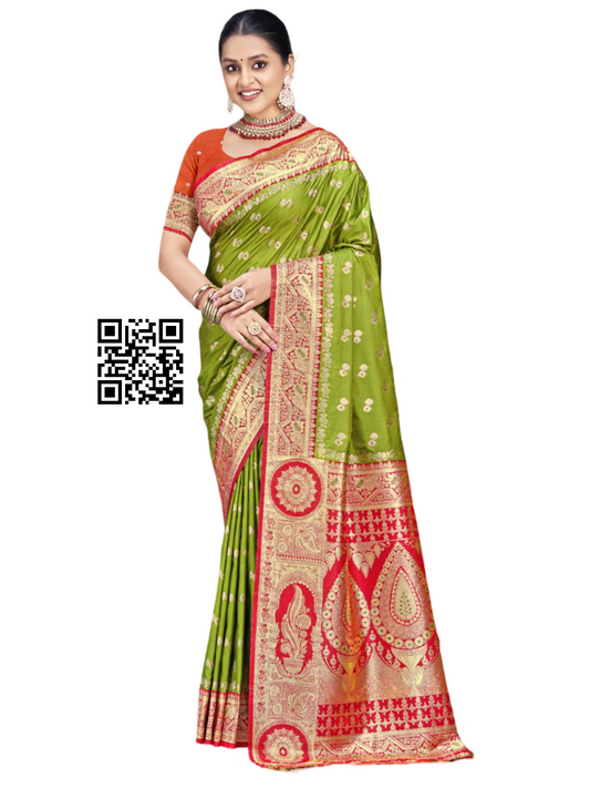 Wedding Festival wear Silk Sarees-Green