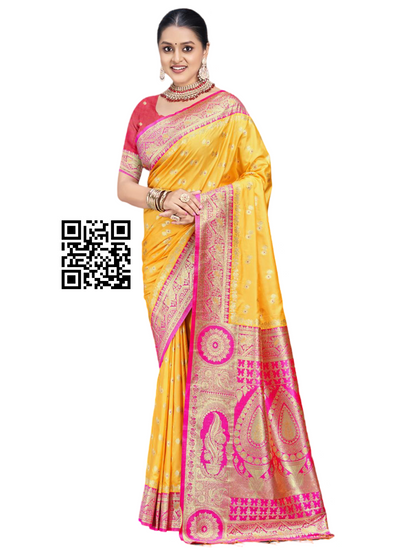 Budget Friendly Banarasi Silk Saree-Yellow