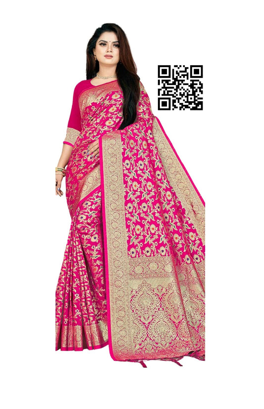 Banarasi Silk Saree Pink - Bridal Elegance