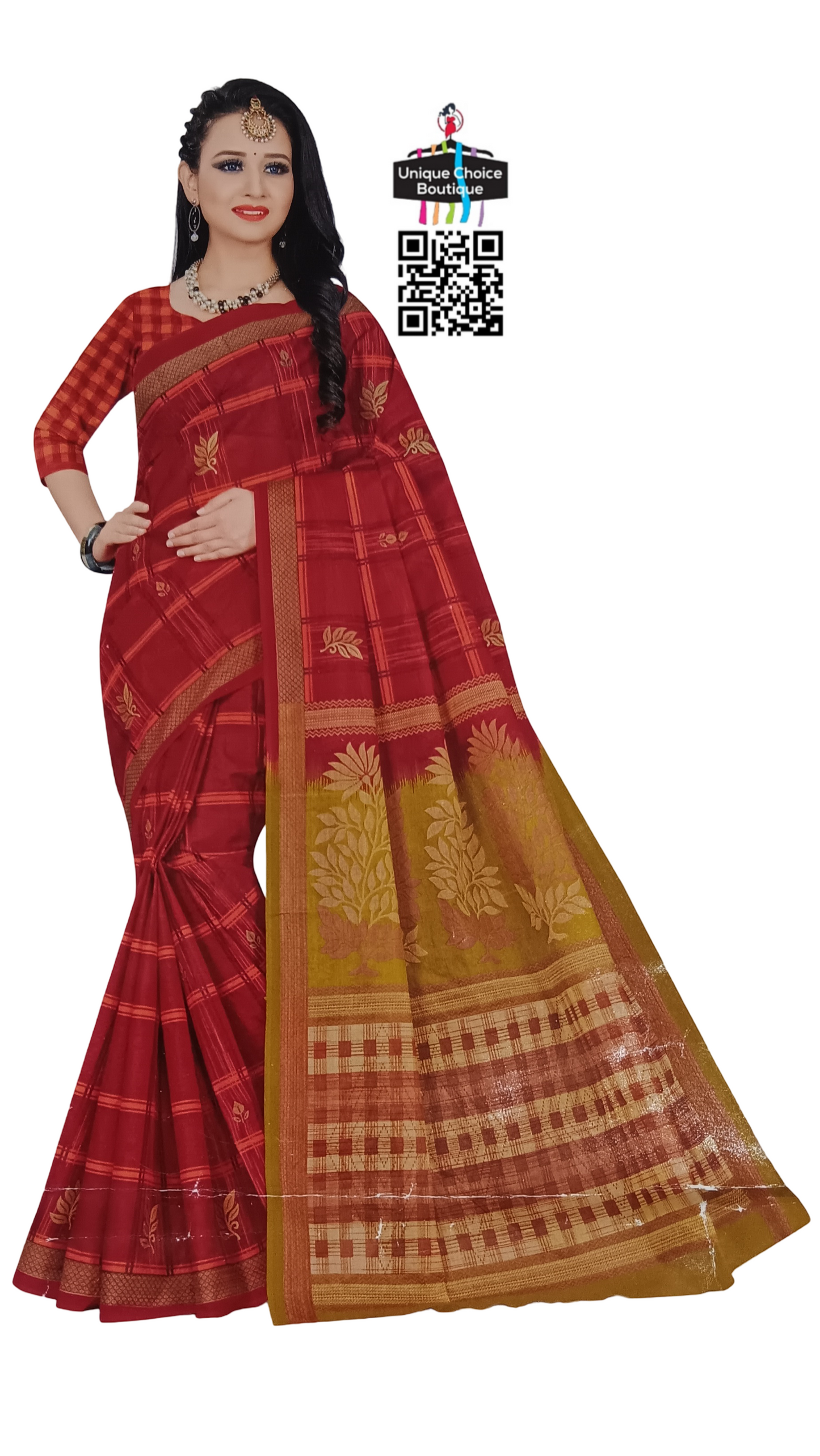 Premium 100% Cotton Saree with Blouse pc