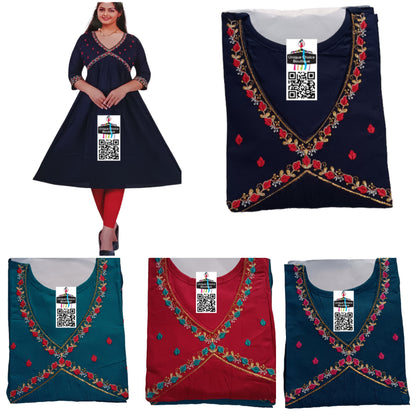 Rayon Alia Cut Anarkali Kurti with Embroidery work, XXL(44) Size