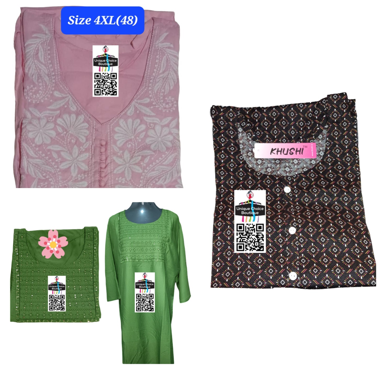 Comfort First Kurtis Combo Offer (Set of 3), Size 4XL(48)