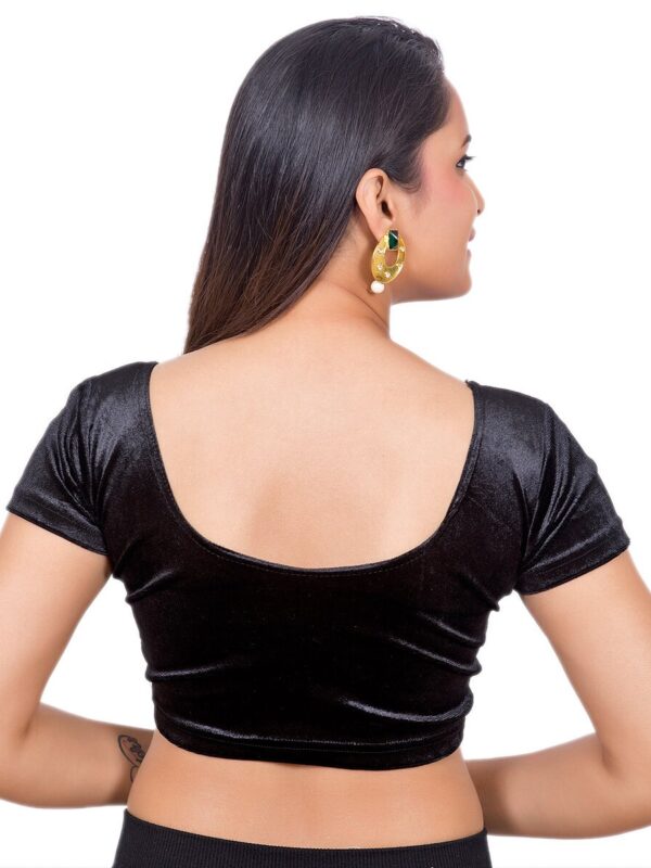 Stitched Blouse, Lycra, Black, Round neck