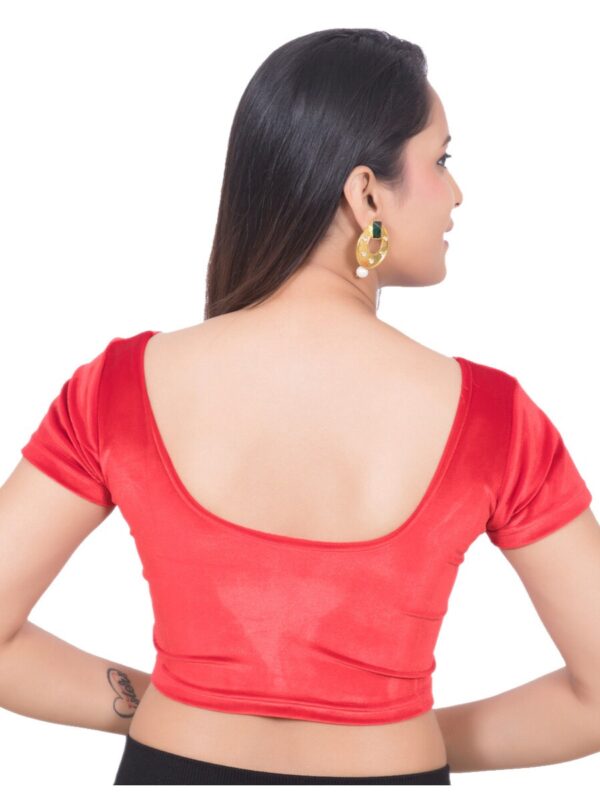 Stitched Blouse, Lycra, Red, Round neck