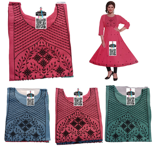 Rayon Umbrella Kurti with Embroidery work, XXL(44) Size