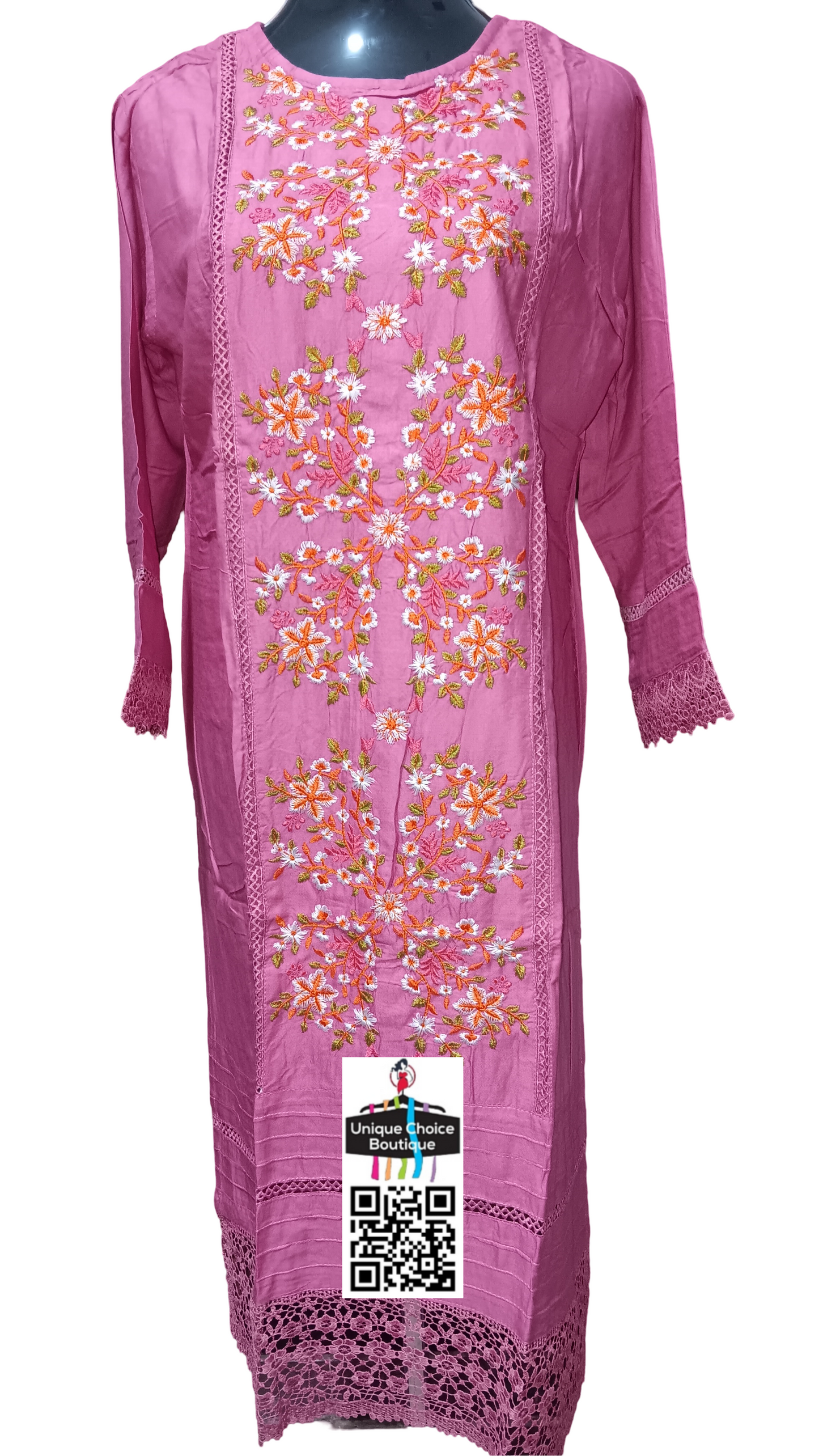 Women Co Ord Set-Embroidered and Cut work Kurti and Pant set, Pink, 2pc suit-XXL Size (44)