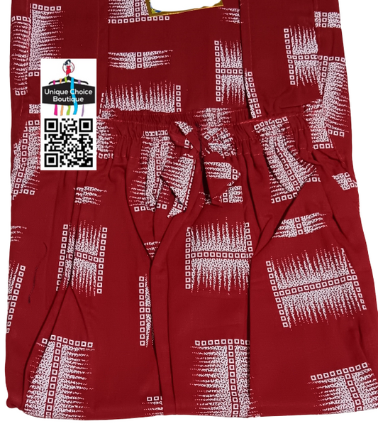 Elastic Neck Pure Cotton Nighty, No zip Nighty, Free Size (Fits All), Red and White Printed