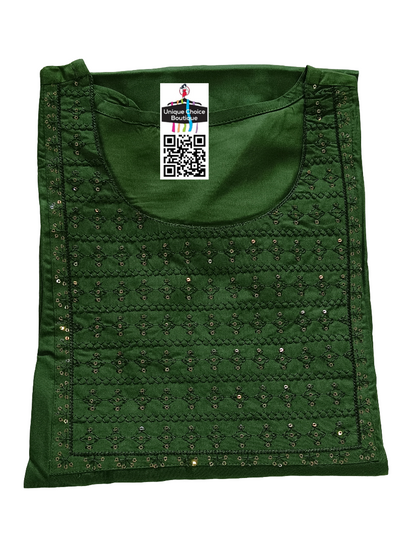 Plus size Mehandi Green Straight Kurti with Sequence work on yoke -3XL/ 4XL/5XL Sizes